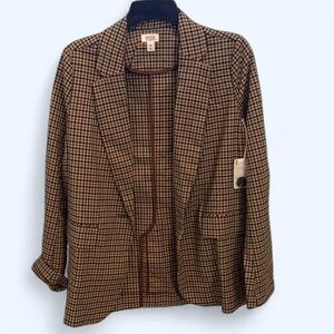 Classy Checkered Blazer Tan and Black